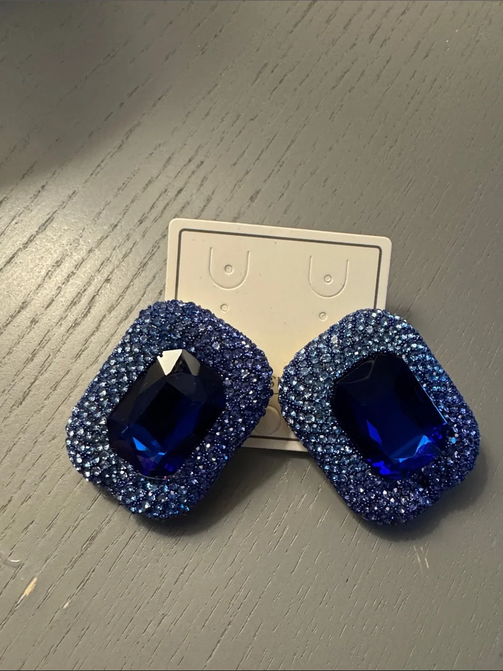 Sapphire Blue Crystal Cluster Earrings - Womens Jewelry